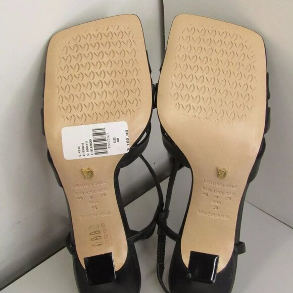 NEW VICENZA Womens Square-Toe Heels Cushioned Slip-On Heel Strap Black Size 9 - Picture 8 of 9